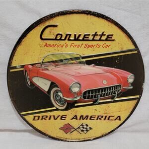 Vintage Retro Metal License Plate for Classic Car Decoration, Corvette